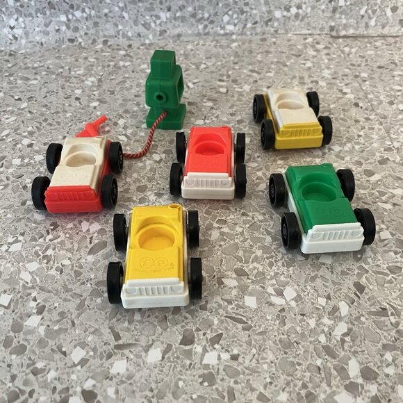 1970s Fisher Price Little People Cars Single Seat Hole & Gas Pump Lot of 6 Multi - Picture 3 of 6